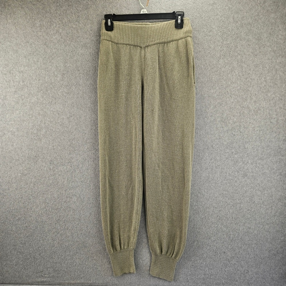 Zara Jogger Women S Sage Green Knit Cotton High Rise Pockets Loungewear